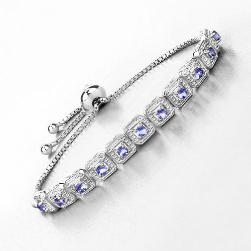 Bids.com 1.10 Carat Genuine Tanzanite .925 Sterling Silver Bracelet Bracelets White Smoke size 10.00