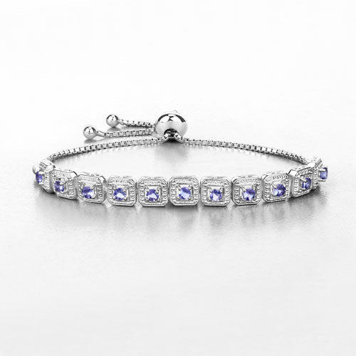 Bids.com 1.10 Carat Genuine Tanzanite .925 Sterling Silver Bracelet Bracelets White Smoke size 10.00