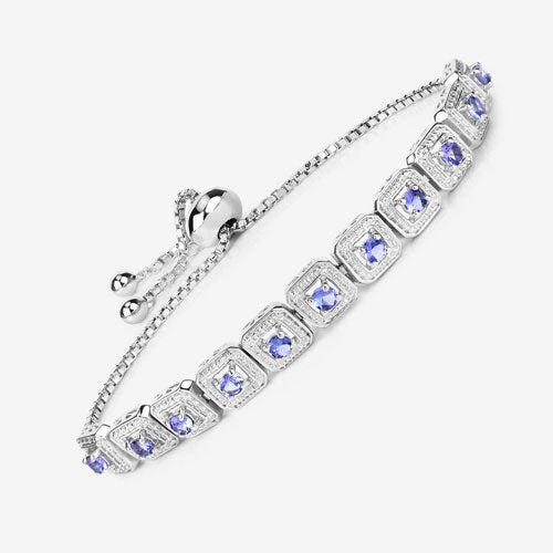 Bids.com 1.10 Carat Genuine Tanzanite .925 Sterling Silver Bracelet Bracelets White Smoke size 10.00