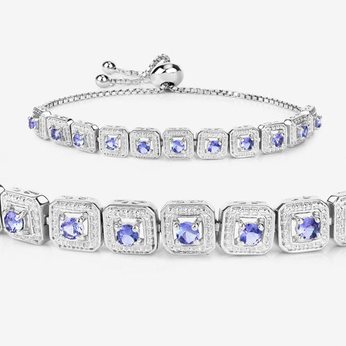 Bids.com 1.10 Carat Genuine Tanzanite .925 Sterling Silver Bracelet Bracelets White Smoke size 10.00