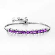 Bids.com 6.05 Carat Genuine Amethyst .925 Sterling Silver Bracelet Bracelets White Smoke size 10.00