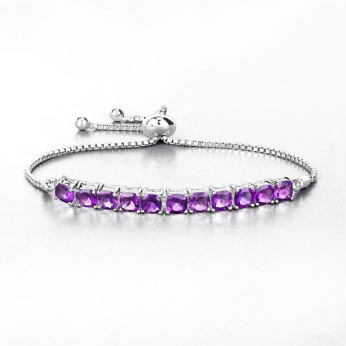Bids.com 6.05 Carat Genuine Amethyst .925 Sterling Silver Bracelet Bracelets White Smoke size 10.00