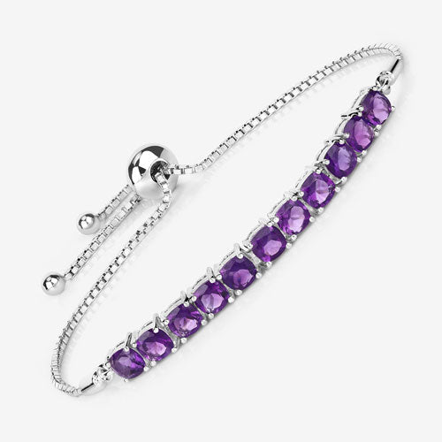 Bids.com 6.05 Carat Genuine Amethyst .925 Sterling Silver Bracelet Bracelets White Smoke size 10.00