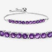 Bids.com 6.05 Carat Genuine Amethyst .925 Sterling Silver Bracelet Bracelets White Smoke size 10.00