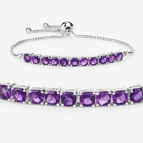 Bids.com 6.05 Carat Genuine Amethyst .925 Sterling Silver Bracelet Bracelets White Smoke size 10.00