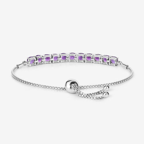 Bids.com 6.05 Carat Genuine Amethyst .925 Sterling Silver Bracelet Bracelets White Smoke size 10.00