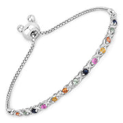 Bids.com 0.88 Carat Genuine Multi Sapphire .925 Sterling Silver Bracelet Bracelets White Smoke size 10.00