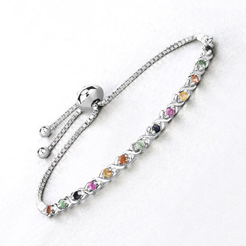 Bids.com 0.88 Carat Genuine Multi Sapphire .925 Sterling Silver Bracelet Bracelets White Smoke size 10.00