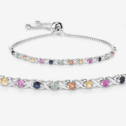 Bids.com 0.88 Carat Genuine Multi Sapphire .925 Sterling Silver Bracelet Bracelets White Smoke size 10.00