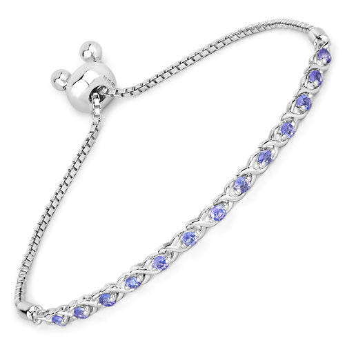 Bids.com 0.91 Carat Genuine Tanzanite .925 Sterling Silver Bracelet Bracelets White Smoke size 10.00