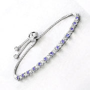 Bids.com 0.91 Carat Genuine Tanzanite .925 Sterling Silver Bracelet Bracelets White Smoke size 10.00