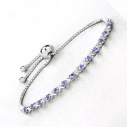 Bids.com 0.91 Carat Genuine Tanzanite .925 Sterling Silver Bracelet Bracelets White Smoke size 10.00