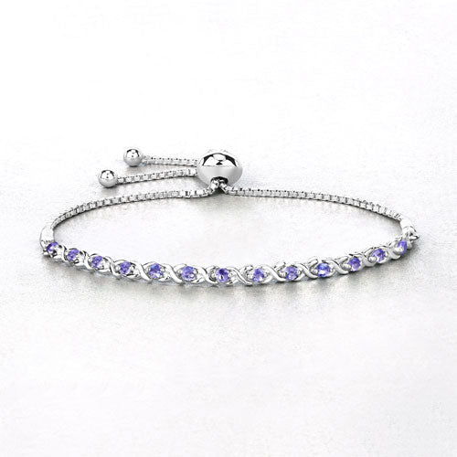 Bids.com 0.91 Carat Genuine Tanzanite .925 Sterling Silver Bracelet Bracelets White Smoke size 10.00