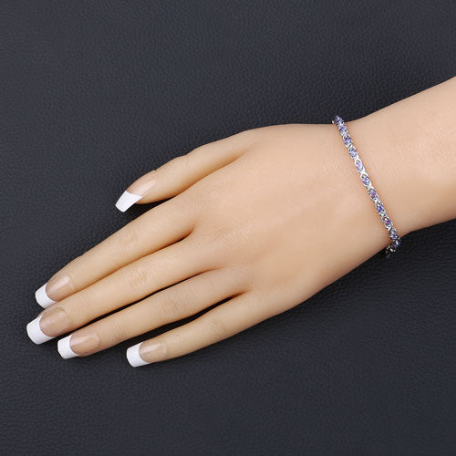 Bids.com 0.91 Carat Genuine Tanzanite .925 Sterling Silver Bracelet Bracelets Dark Slate Gray size 10.00