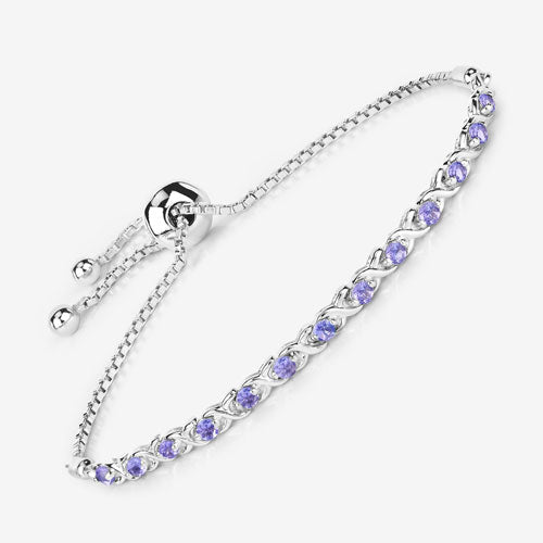 Bids.com 0.91 Carat Genuine Tanzanite .925 Sterling Silver Bracelet Bracelets White Smoke size 10.00