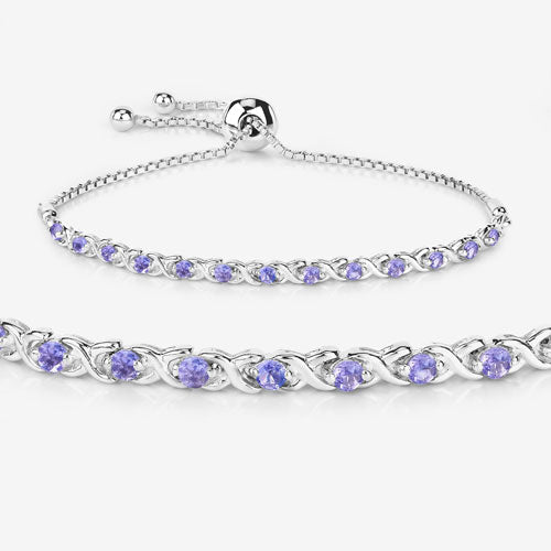 Bids.com 0.91 Carat Genuine Tanzanite .925 Sterling Silver Bracelet Bracelets White Smoke size 10.00
