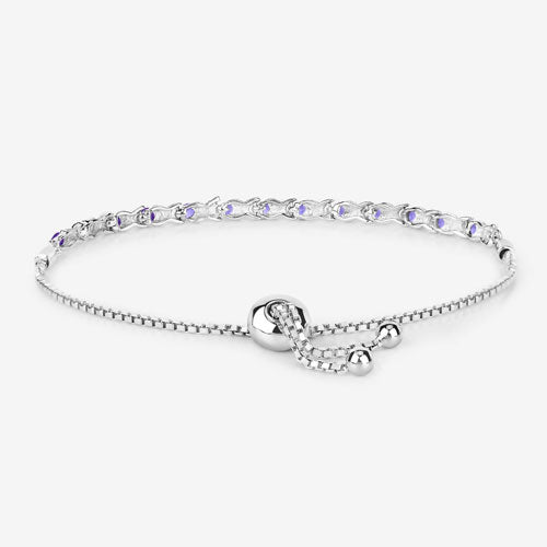 Bids.com 0.91 Carat Genuine Tanzanite .925 Sterling Silver Bracelet Bracelets White Smoke size 10.00