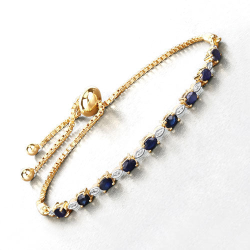 Bids.com 1.83 Carat Genuine Blue Sapphire and White Diamond .925 Sterling Silver Bracelet Bracelets White Smoke size 10.00