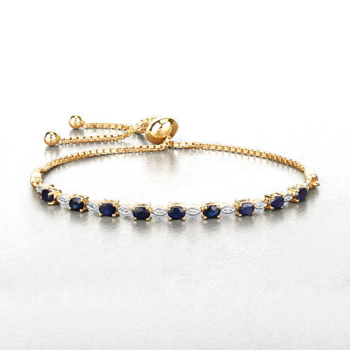 Bids.com 1.83 Carat Genuine Blue Sapphire and White Diamond .925 Sterling Silver Bracelet Bracelets Lavender size 10.00