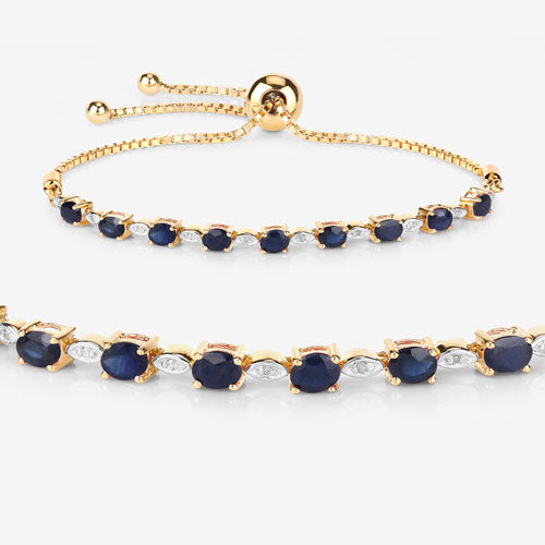 Bids.com 1.83 Carat Genuine Blue Sapphire and White Diamond .925 Sterling Silver Bracelet Bracelets White Smoke size 10.00