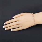 Bids.com 1.38 Carat Genuine Morganite and White Diamond .925 Sterling Silver Bracelet Bracelets Wheat size 10.00