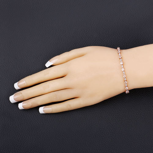 Bids.com 1.38 Carat Genuine Morganite and White Diamond .925 Sterling Silver Bracelet Bracelets Wheat size 10.00