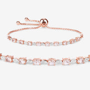 Bids.com 1.38 Carat Genuine Morganite and White Diamond .925 Sterling Silver Bracelet Bracelets White Smoke size 10.00
