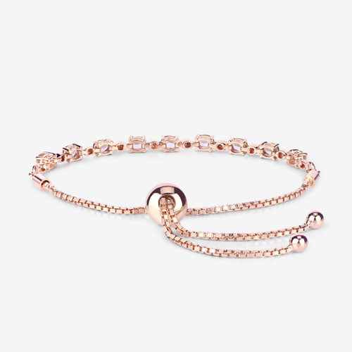 Bids.com 1.38 Carat Genuine Morganite and White Diamond .925 Sterling Silver Bracelet Bracelets White Smoke size 10.00