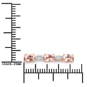 Bids.com 1.38 Carat Genuine Morganite and White Diamond .925 Sterling Silver Bracelet Bracelets White Smoke size 10.00