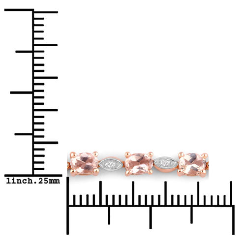Bids.com 1.38 Carat Genuine Morganite and White Diamond .925 Sterling Silver Bracelet Bracelets White Smoke size 10.00