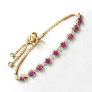 Bids.com 2.01 Carat Genuine Ruby and White Diamond .925 Sterling Silver Bracelet Bracelets White Smoke size 10.00
