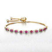 Bids.com 2.01 Carat Genuine Ruby and White Diamond .925 Sterling Silver Bracelet Bracelets White Smoke size 10.00