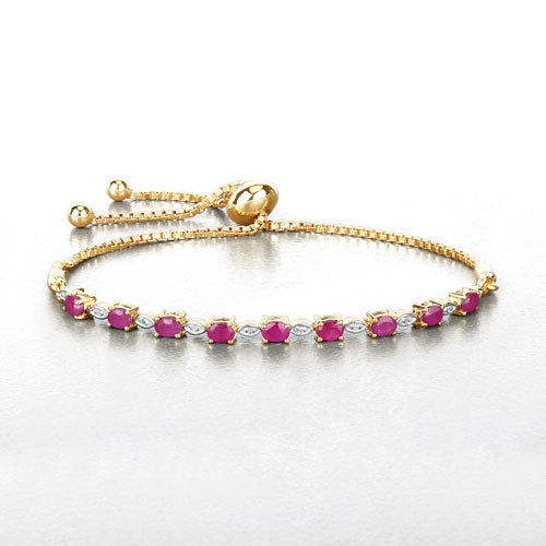 Bids.com 2.01 Carat Genuine Ruby and White Diamond .925 Sterling Silver Bracelet Bracelets White Smoke size 10.00