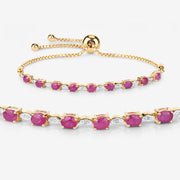 Bids.com 2.01 Carat Genuine Ruby and White Diamond .925 Sterling Silver Bracelet Bracelets White Smoke size 10.00