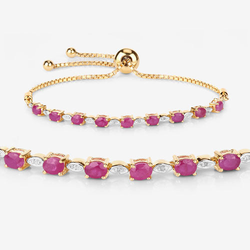 Bids.com 2.01 Carat Genuine Ruby and White Diamond .925 Sterling Silver Bracelet Bracelets White Smoke size 10.00