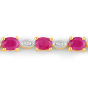 Bids.com 2.01 Carat Genuine Ruby and White Diamond .925 Sterling Silver Bracelet Bracelets Lavender size 10.00