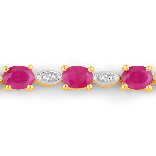 Bids.com 2.01 Carat Genuine Ruby and White Diamond .925 Sterling Silver Bracelet Bracelets Lavender size 10.00