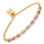 Bids.com 1.56 Carat Genuine Tanzanite and White Diamond .925 Sterling Silver Bracelet Bracelets White Smoke size 10.00