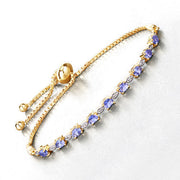 Bids.com 1.56 Carat Genuine Tanzanite and White Diamond .925 Sterling Silver Bracelet Bracelets White Smoke size 10.00