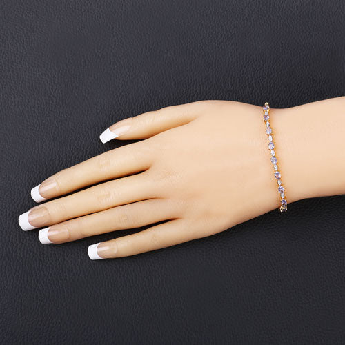 Bids.com 1.56 Carat Genuine Tanzanite and White Diamond .925 Sterling Silver Bracelet Bracelets Dark Slate Gray size 10.00