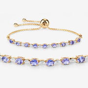 Bids.com 1.56 Carat Genuine Tanzanite and White Diamond .925 Sterling Silver Bracelet Bracelets White Smoke size 10.00