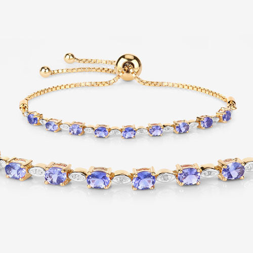 Bids.com 1.56 Carat Genuine Tanzanite and White Diamond .925 Sterling Silver Bracelet Bracelets White Smoke size 10.00