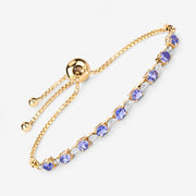 Bids.com 1.56 Carat Genuine Tanzanite and White Diamond .925 Sterling Silver Bracelet Bracelets White Smoke size 10.00