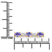Bids.com 1.56 Carat Genuine Tanzanite and White Diamond .925 Sterling Silver Bracelet Bracelets White Smoke size 10.00