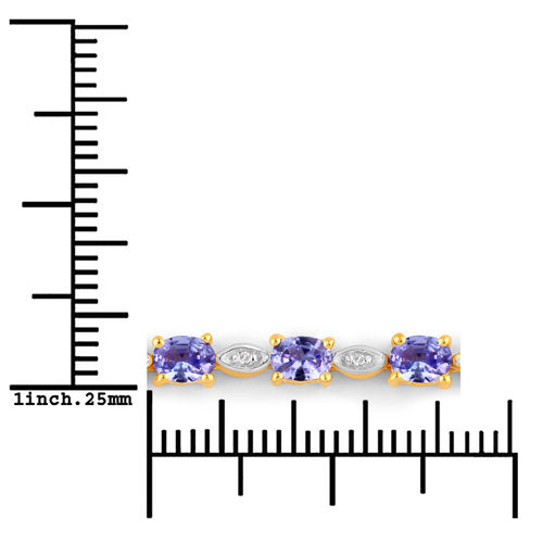 Bids.com 1.56 Carat Genuine Tanzanite and White Diamond .925 Sterling Silver Bracelet Bracelets White Smoke size 10.00