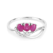 Bids.com 0.71 Carat Genuine Ruby and White Diamond 14K White Gold Ring Rings White Smoke size 5.00,size 6.00,size 7.00,size 8.00,size 9.00