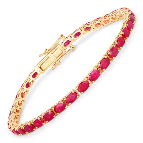 Bids.com 9.18 Carat Genuine Ruby 10K Yellow Gold Bracelet Bracelets White Smoke size 7.00