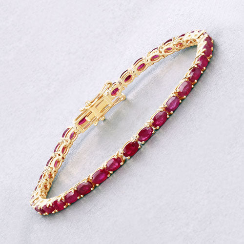 Bids.com 9.18 Carat Genuine Ruby 10K Yellow Gold Bracelet Bracelets Lavender size 7.00