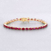 Bids.com 9.18 Carat Genuine Ruby 10K Yellow Gold Bracelet Bracelets Light Gray size 7.00