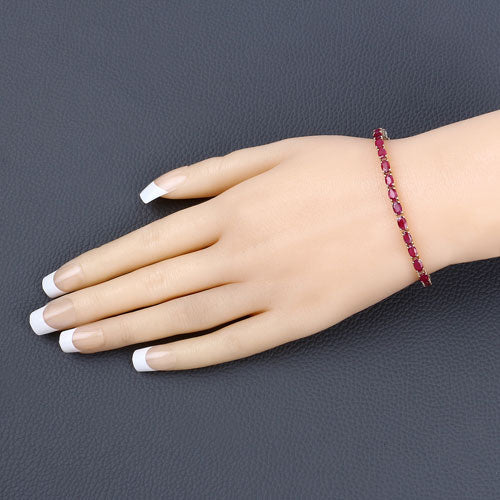 Bids.com 9.18 Carat Genuine Ruby 10K Yellow Gold Bracelet Bracelets Dim Gray size 7.00